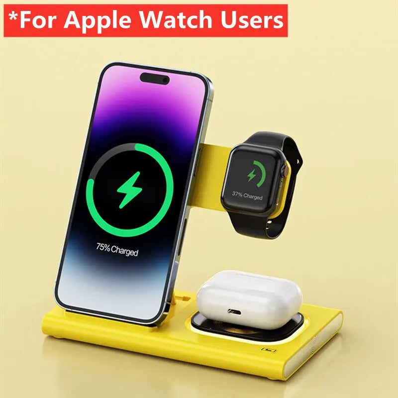 3 in 1 Wireless Charger Stand Pad for Iphone 12 13 14 15 Samsung S23 S22 Galaxy Watch 5 4 Active Buds Fast Charging Dock Station