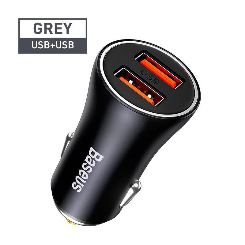 Car Charger 2 Port USB Type C Car Cigarette Socket Lighter Charger Fast Charging for Iphone Xiaomi Samsung Power Adapter