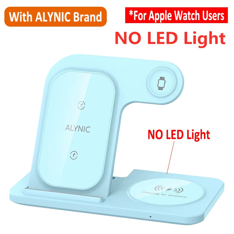 3 in 1 Wireless Charger Stand Pad for Iphone 12 13 14 15 Samsung S23 S22 Galaxy Watch 5 4 Active Buds Fast Charging Dock Station