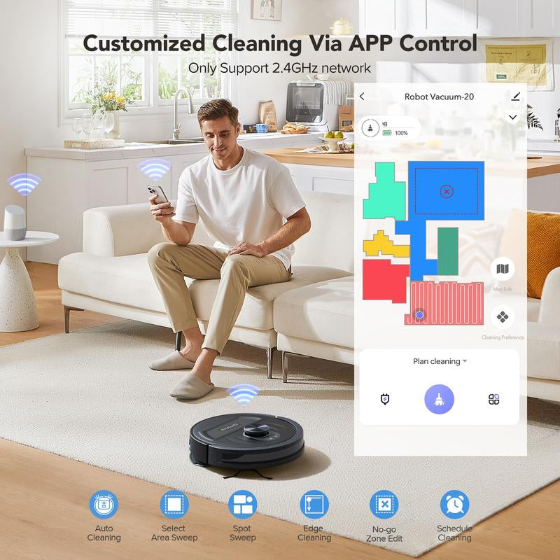 Smart Robot Vacuum and Mop, 5500Pa Suction, Lidar Nav, Alexa & App Control, 120-Min Runtime, Deep Clean Floors & Carpets, Hands-Free & Pet-Friendly Cleaning Machine