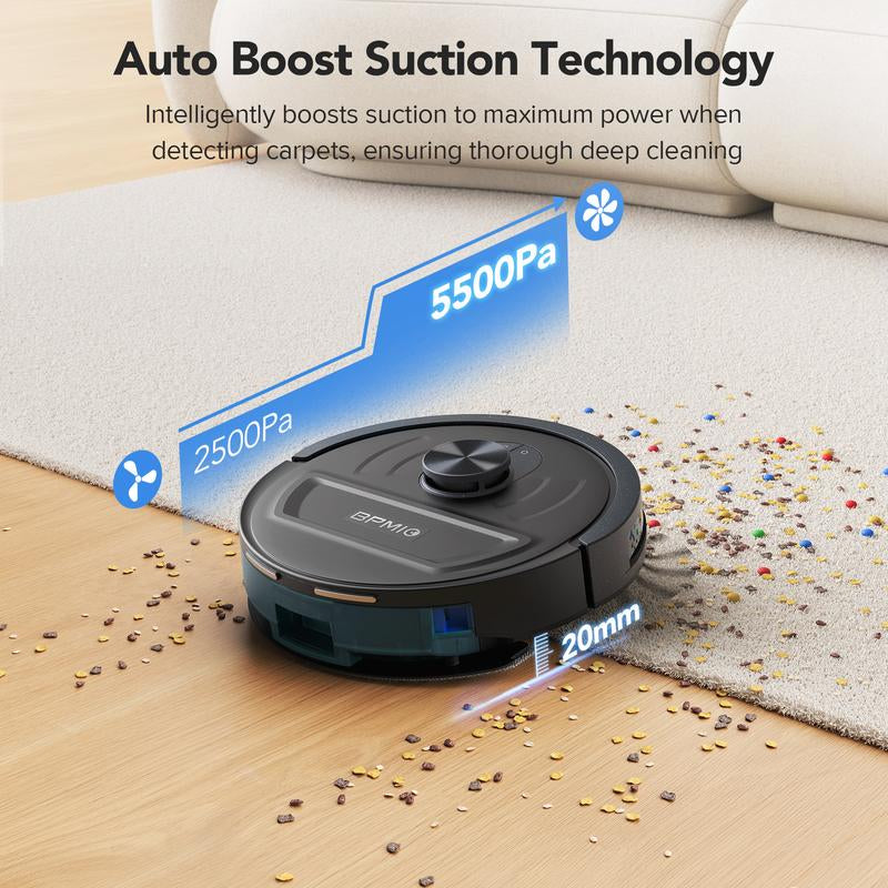 Smart Robot Vacuum and Mop, 5500Pa Suction, Lidar Nav, Alexa & App Control, 120-Min Runtime, Deep Clean Floors & Carpets, Hands-Free & Pet-Friendly Cleaning Machine