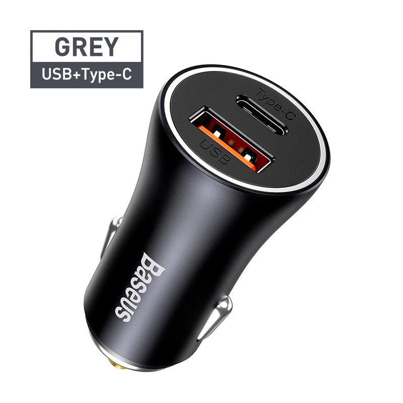 Car Charger 2 Port USB Type C Car Cigarette Socket Lighter Charger Fast Charging for Iphone Xiaomi Samsung Power Adapter
