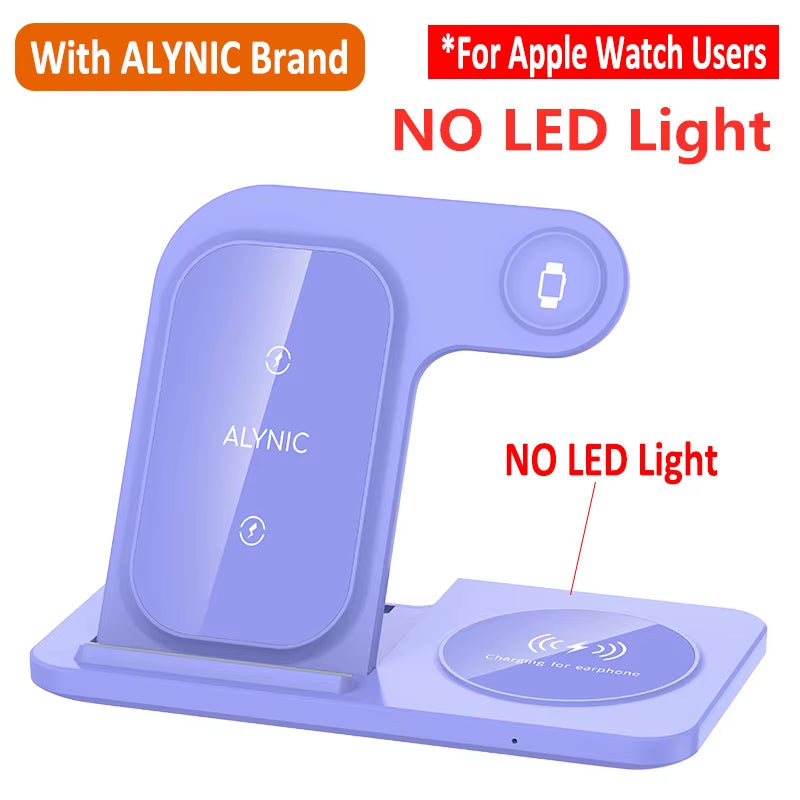 3 in 1 Wireless Charger Stand Pad for Iphone 12 13 14 15 Samsung S23 S22 Galaxy Watch 5 4 Active Buds Fast Charging Dock Station