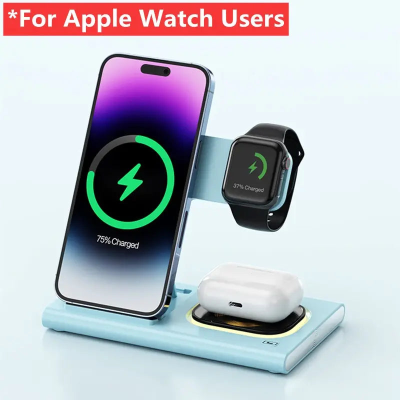 3 in 1 Wireless Charger Stand Pad for Iphone 12 13 14 15 Samsung S23 S22 Galaxy Watch 5 4 Active Buds Fast Charging Dock Station