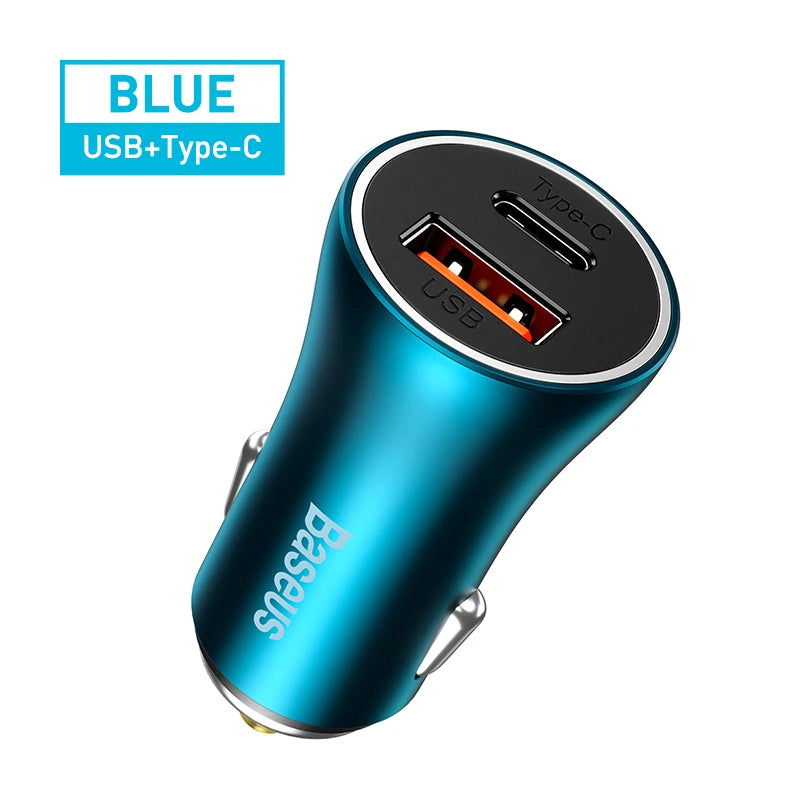 Car Charger 2 Port USB Type C Car Cigarette Socket Lighter Charger Fast Charging for Iphone Xiaomi Samsung Power Adapter