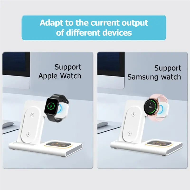 3 in 1 Wireless Charger Stand Pad for Iphone 12 13 14 15 Samsung S23 S22 Galaxy Watch 5 4 Active Buds Fast Charging Dock Station