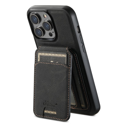 Magnetic Magsafe Card Holder Leather Phone Case for Iphone 16 15 14 13 12 Pro Max Samsung S23 S22 Ultra plus Detachable Cover