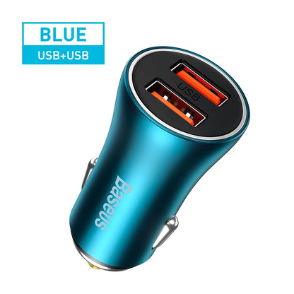 Car Charger 2 Port USB Type C Car Cigarette Socket Lighter Charger Fast Charging for Iphone Xiaomi Samsung Power Adapter