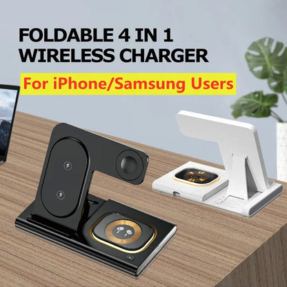 3 in 1 Wireless Charger Stand Pad for Iphone 12 13 14 15 Samsung S23 S22 Galaxy Watch 5 4 Active Buds Fast Charging Dock Station