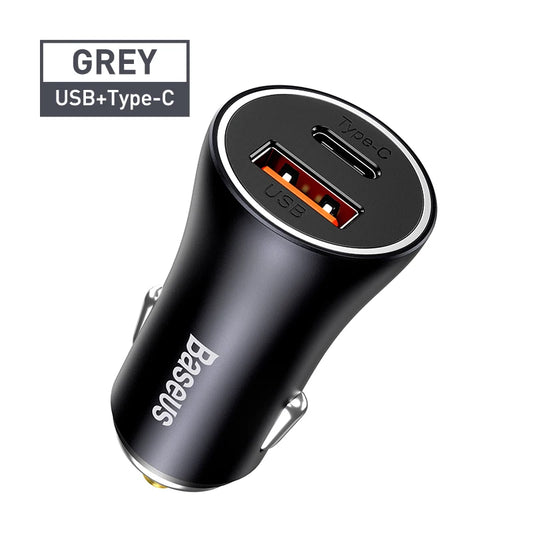 Car Charger 2 Port USB Type C Car Cigarette Socket Lighter Charger Fast Charging for Iphone Xiaomi Samsung Power Adapter