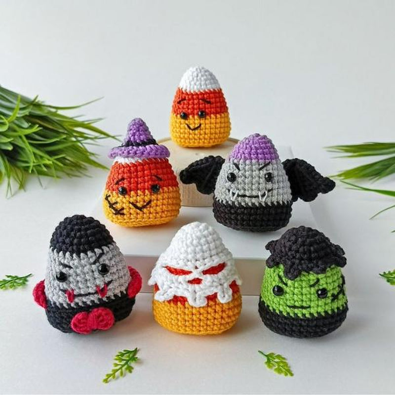 Candy Corn Crochet, Set of 6 Patterns, Halloween Crochet Patterns, Autumn Candy Corn, Gift for Halloween, Decorative Halloween