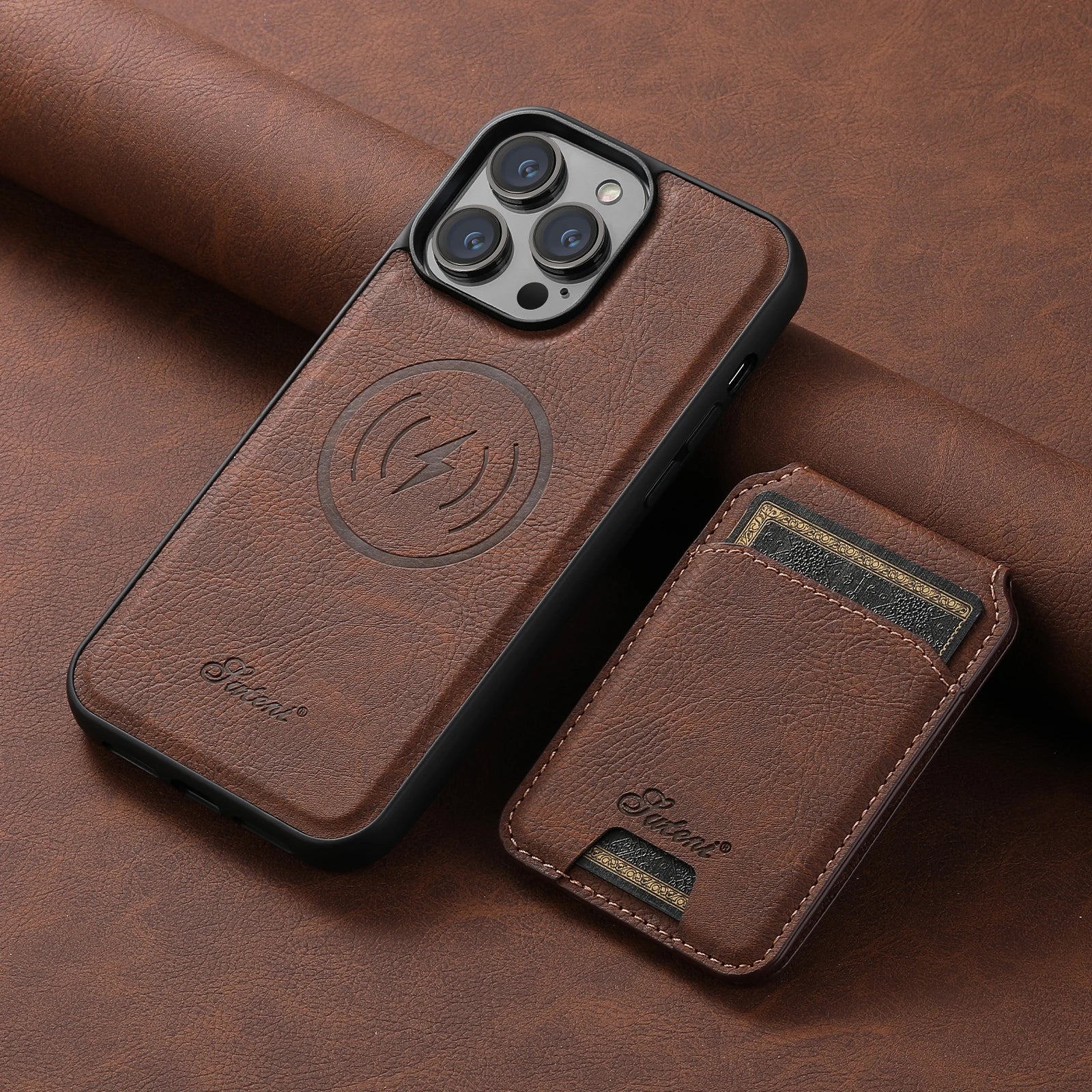 Magnetic Magsafe Card Holder Leather Phone Case for Iphone 16 15 14 13 12 Pro Max Samsung S23 S22 Ultra plus Detachable Cover