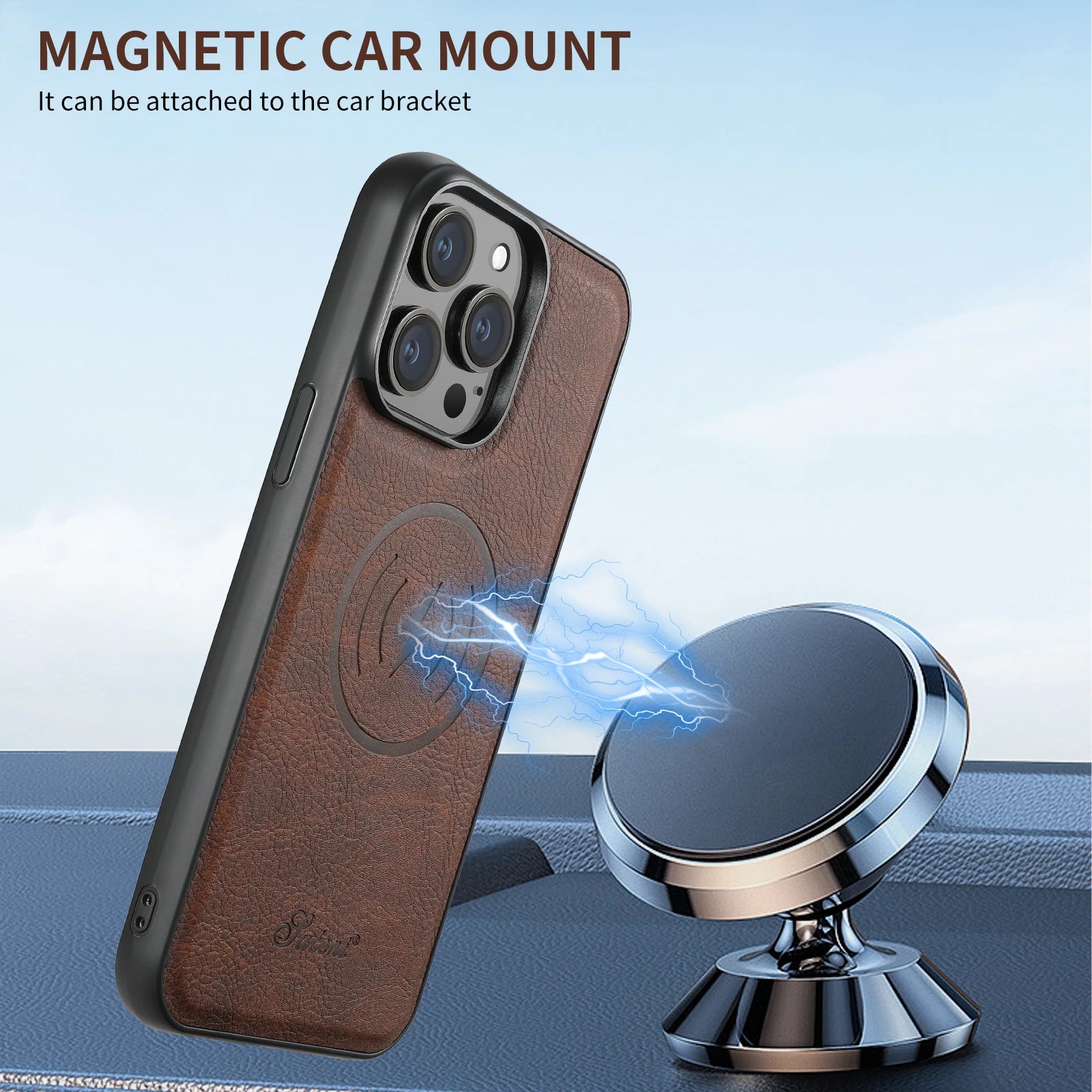 Magnetic Magsafe Card Holder Leather Phone Case for Iphone 16 15 14 13 12 Pro Max Samsung S23 S22 Ultra plus Detachable Cover
